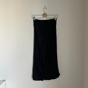 Zara Women's Satin Effect Midi Skirt in Black Size MEDIUM